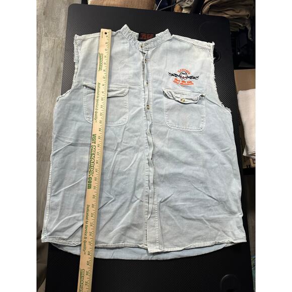 Sturgis 2002 Denim Cutoff Denim Vest Light Wash Y2K Moto Biker Size Large - Picture 6 of 13